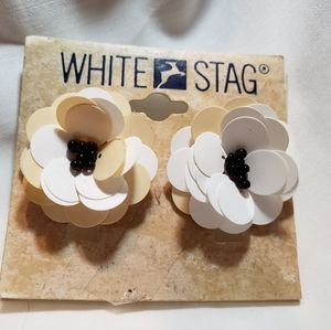 White Stag confetti flower earrings